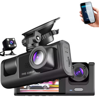 Câmera Automotiva App Celular segurança veicular Dvr Hd Wifi Infravermelho Lente Dupla + Camera Ré para Uber 99