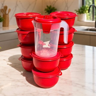 Kit 10 Potes Bowl 1300ml + Jarra 2L com Trava | 11 Peças Conjunto Cozinha Organiza Alimentos Premium