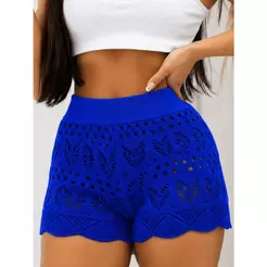 Shorts Feminino Saída De Praia Tricot Crôche Verão Com Alta Elasticidade