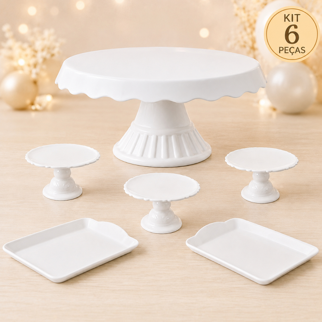 Kit Decoração Festa Aniversário Boleira Suporte Doces Bandejas Mesa Infantil Adulto