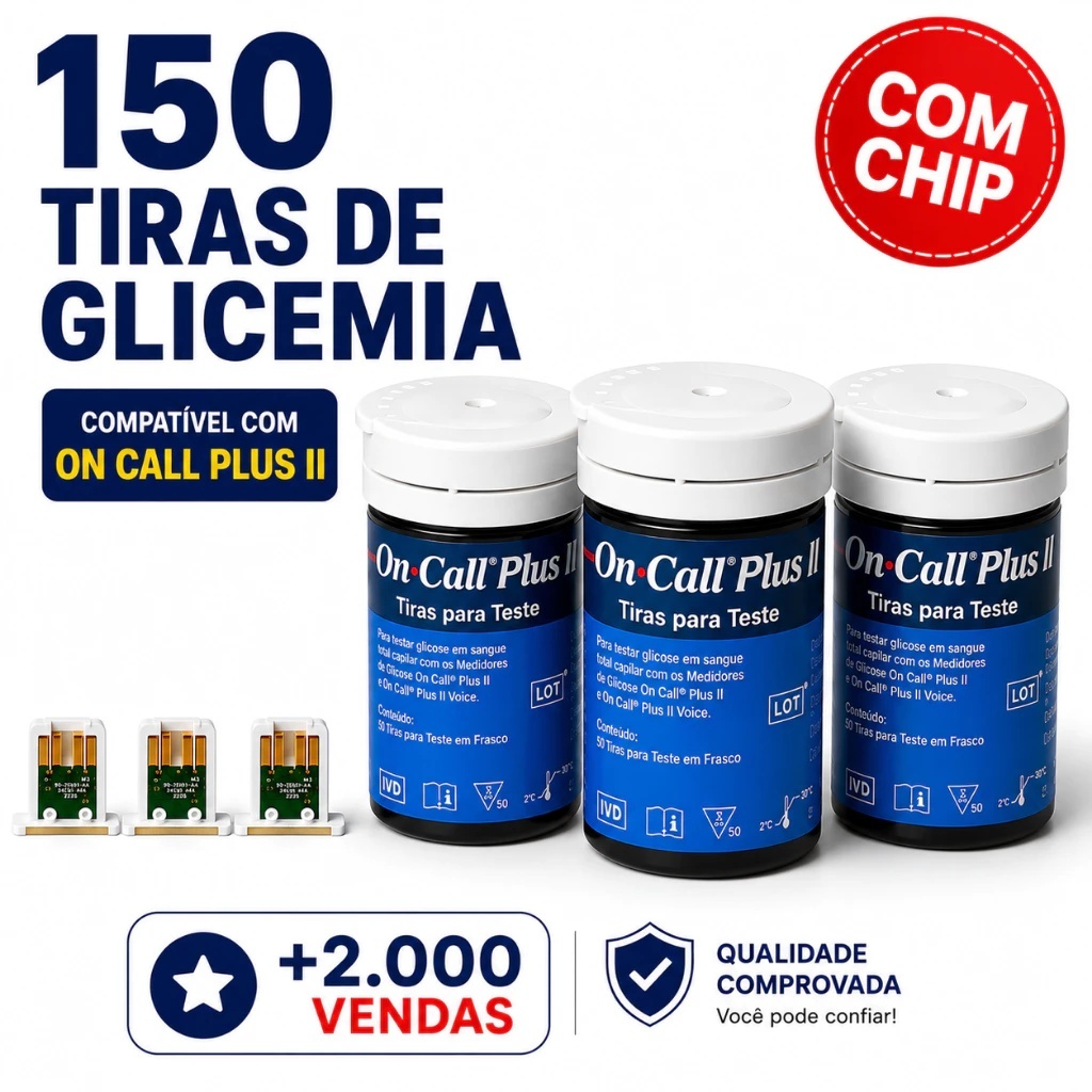 150 TIRAS DE GLICEMIA ONCALL PLUS 2 FITAS DE GLICEMIA ENTREGA RAPIDA