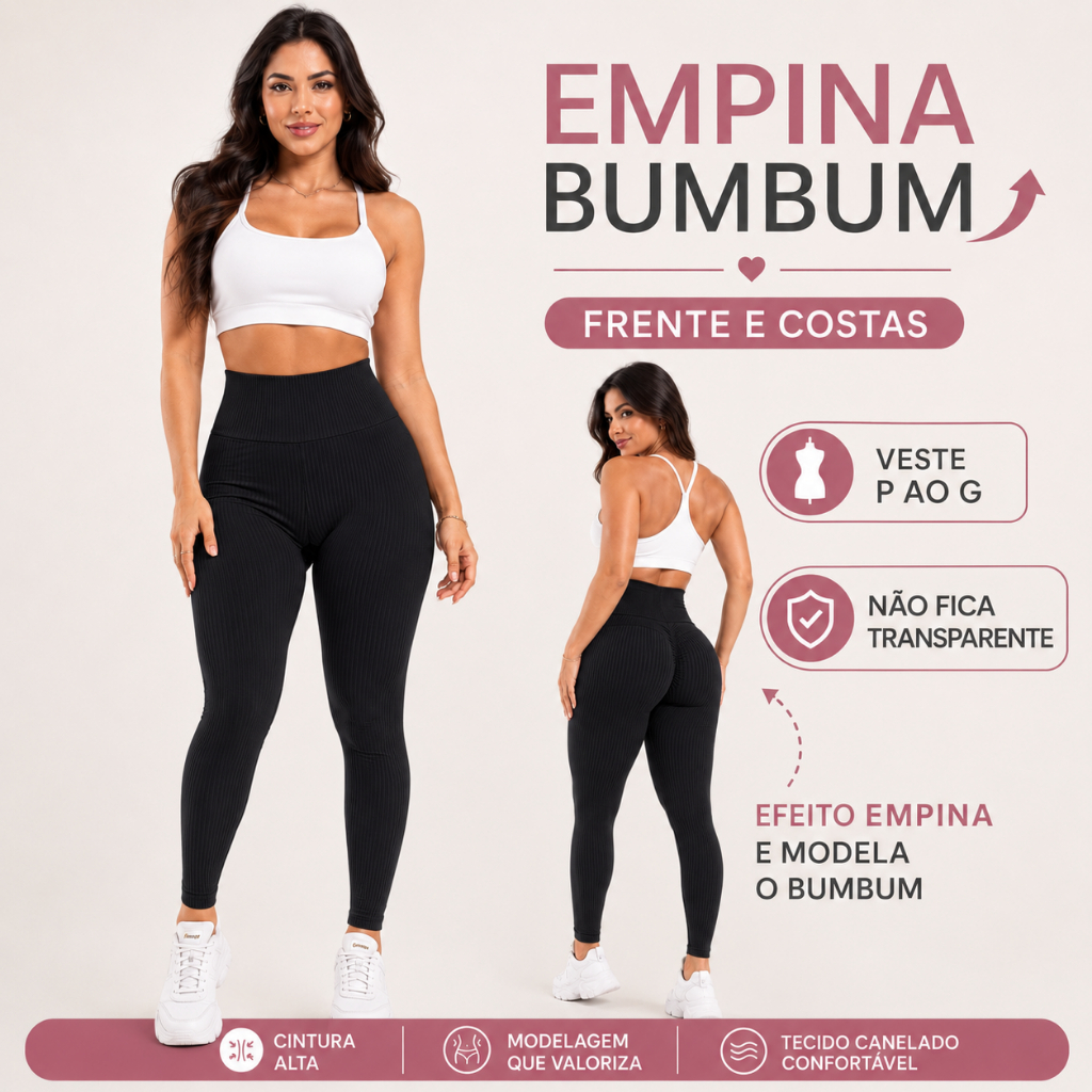 Calça Feminina Esportiva Canelada Poliamida Academia Elástica Importada