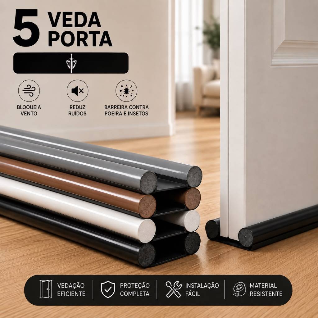 Kits 5/4/3/2 Veda Porta Impermeável Proteção de Porta Protetor Impermeável Rolinho Duplo 80cm Comprimento