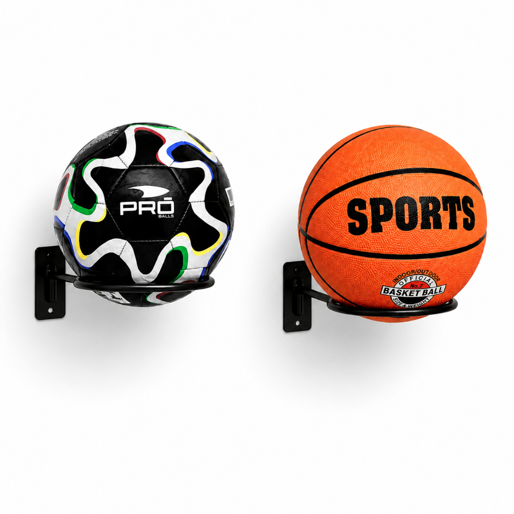 Kit 02 Suporte Bola Futebol Basquete Vôlei + Parafusos e Buchas Aço Reforçado 14x14cm