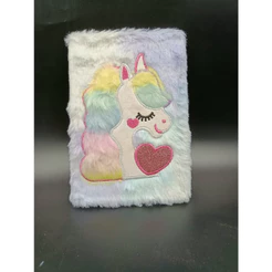 Caderno Anotacao Diario Bloco Pelucia Unicornio 80 fls 21X15