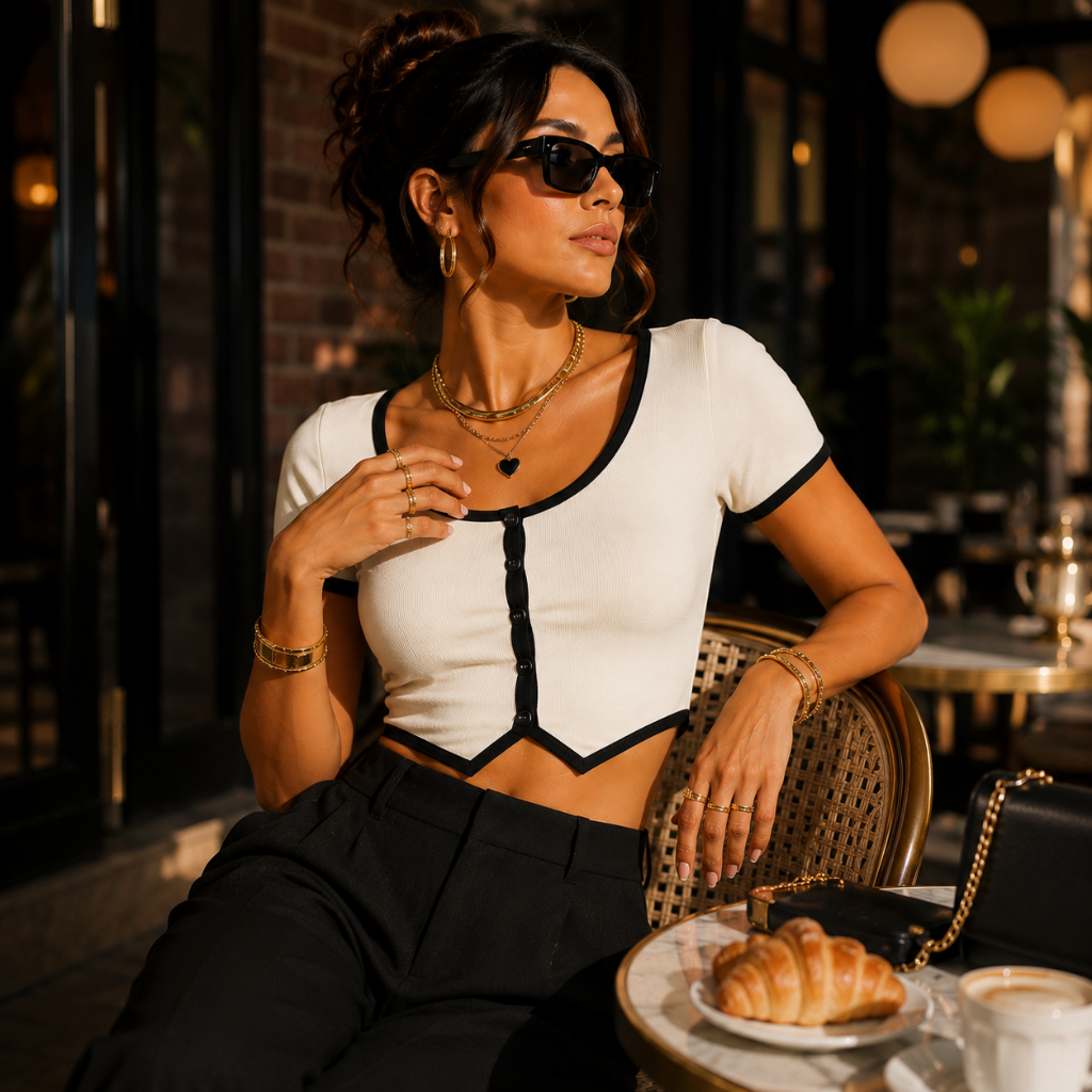 Blusa Feminina Estilosa Cropped Manga Curta Basica Canelada Elegante Baby Tee Moda Verão Premium Blusinha Feminina Justa