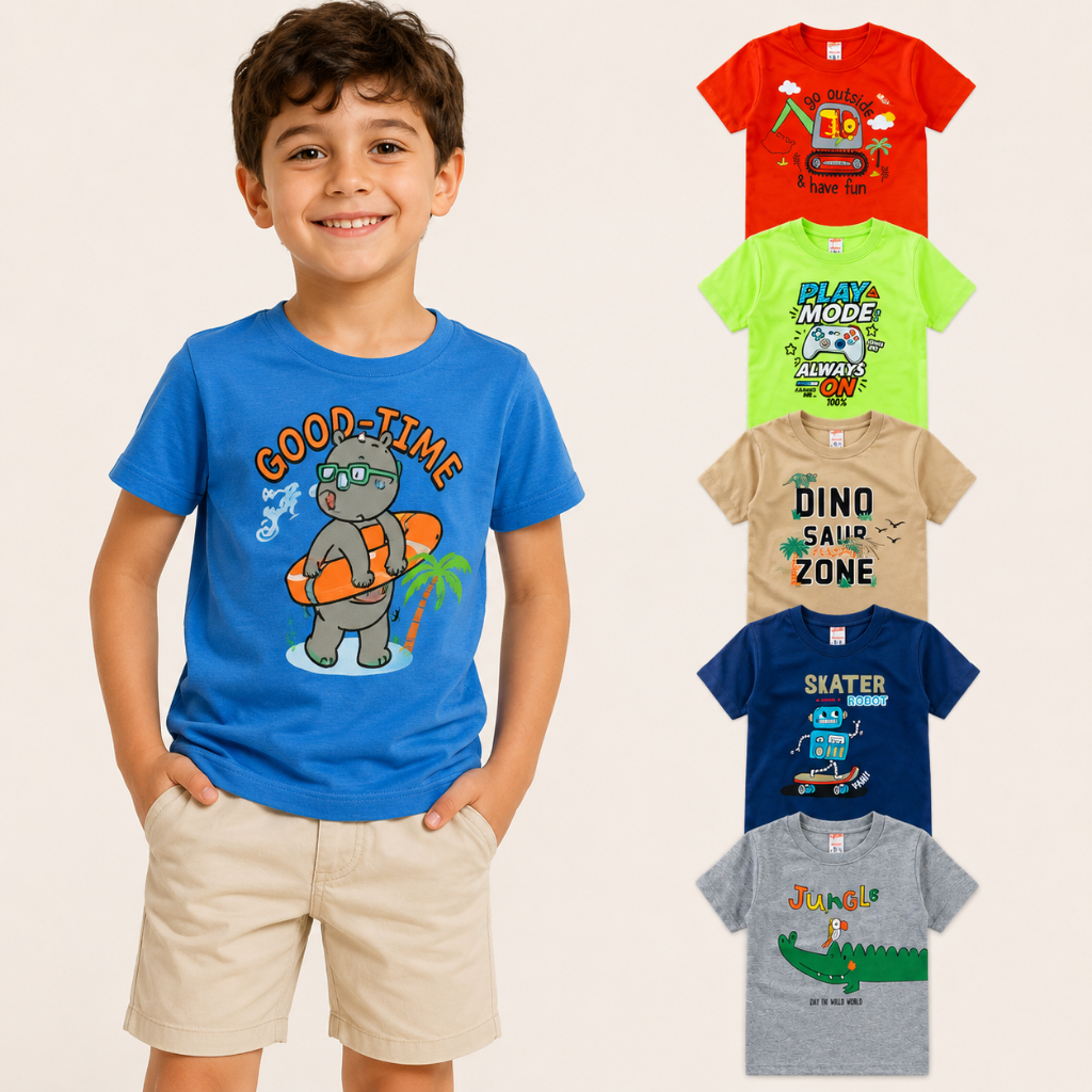 Kit Sortido Camisetas Masculina/Menino Infantil e Juvenil - Blusa Manga Curta Roupa de Verão