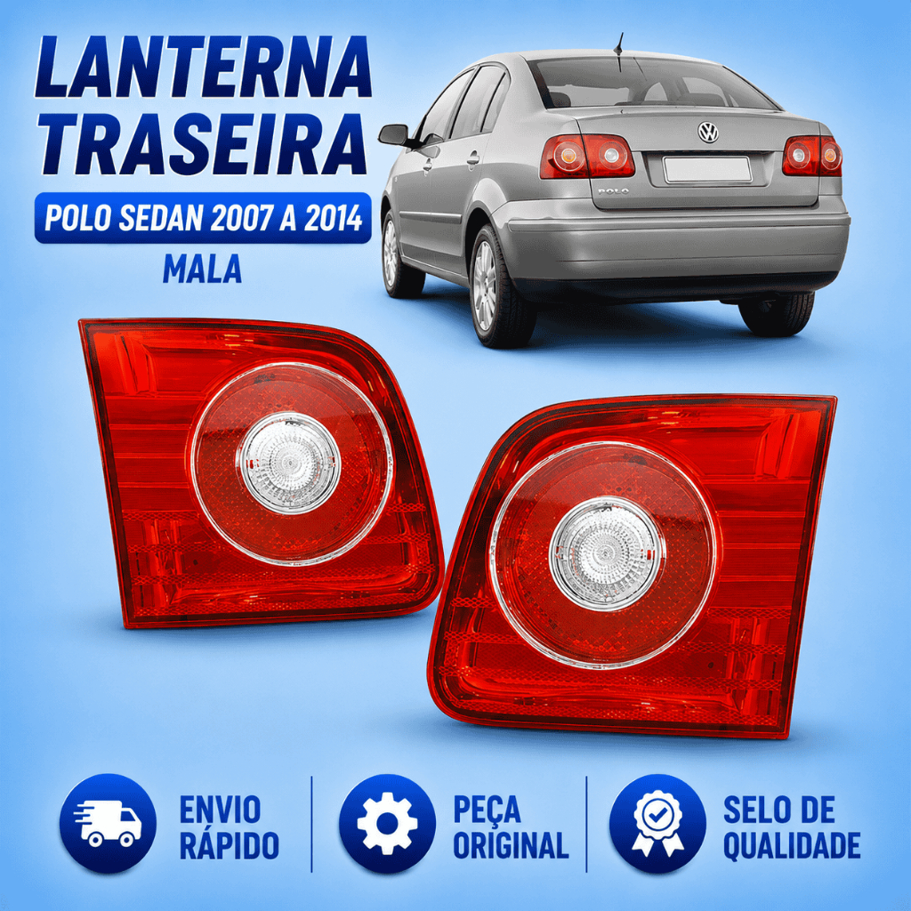 Lanterna Traseira Polo Sedan 2007 2008 2009 2010 2011 2012 2013 2014 Mala