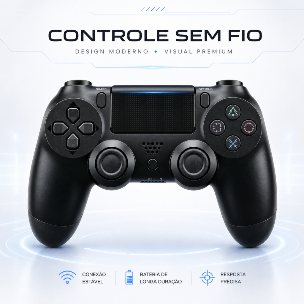 Controle Compatível Com Ps4 Pc Notebook Celular Bluetooth Sem fio Wireless