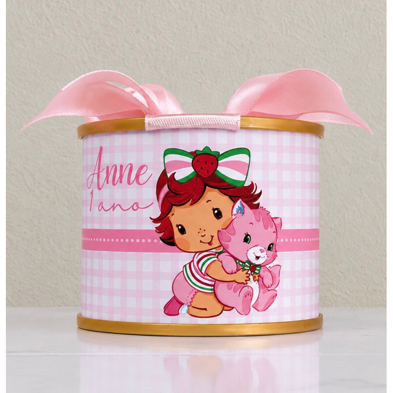 kit tubolatas personalizadas 5x6 - lembrancinha moranguinho / festa aniversário / lembrancinha menina