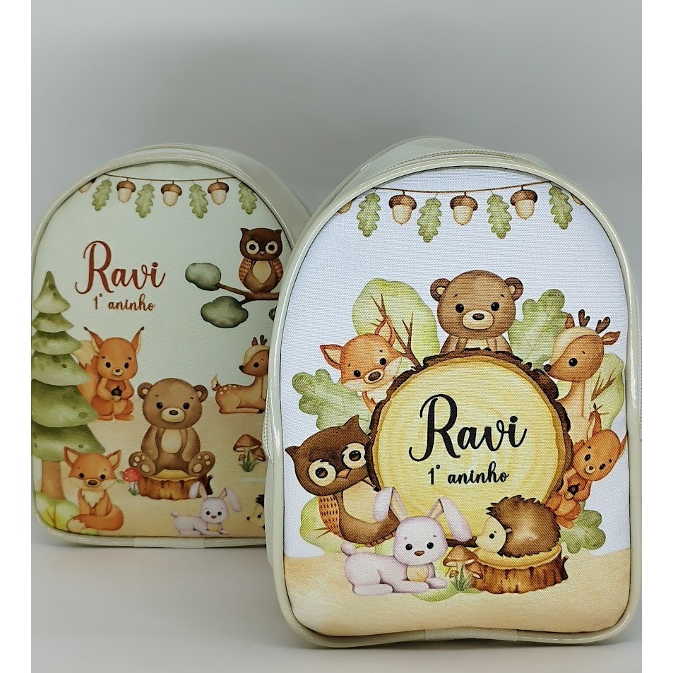 Kit 10 Mochila Personalizada Bosque Encantado Para Lembrancinha De Aniversário Infantil