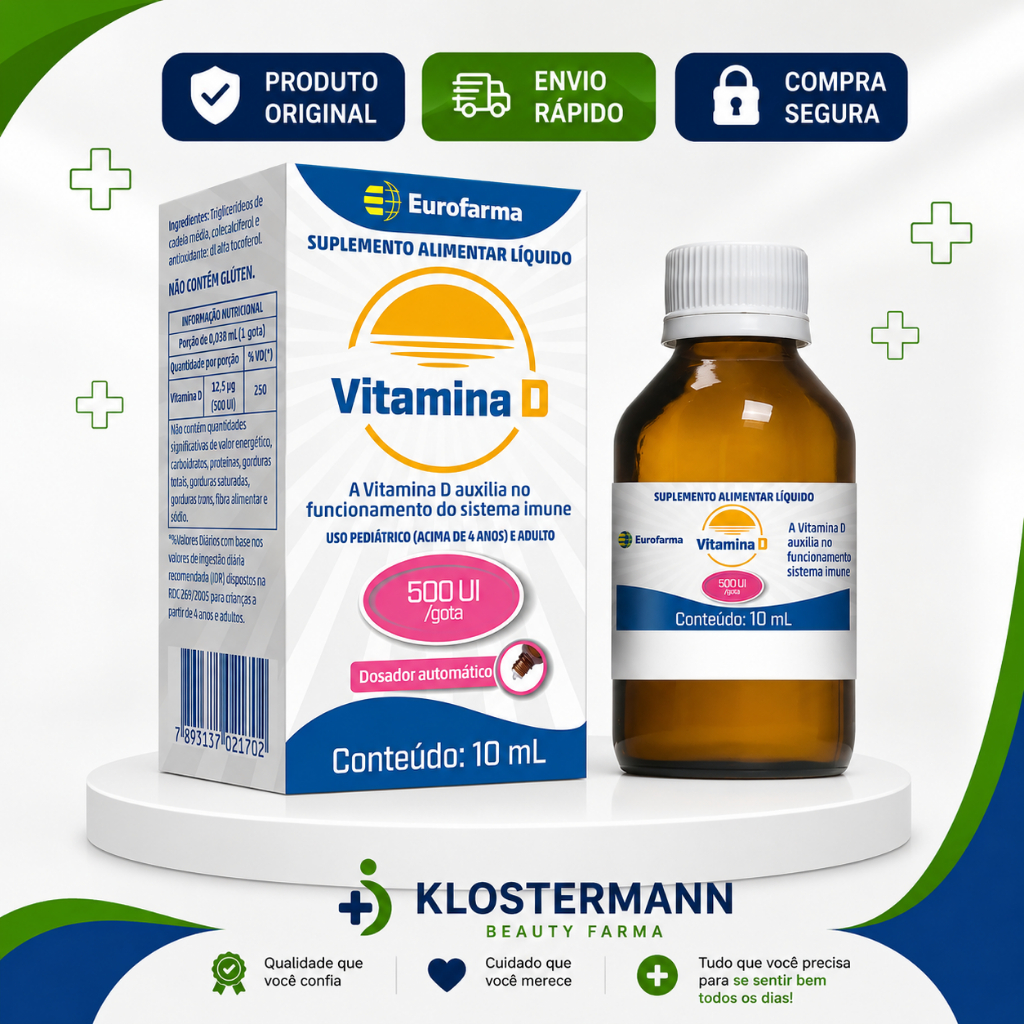 Vitamina D 500Ui Em Gotas Com 10 ml - Eurofarma