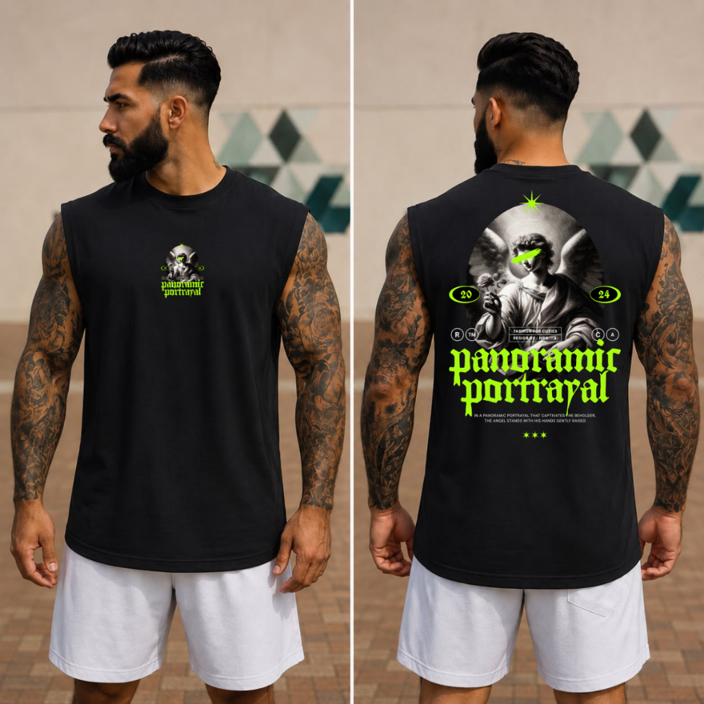 Regata Oversized Masculino Academia Machão Estampada Casual Streetwear Algodão Premium Leve Confortável Panoramir