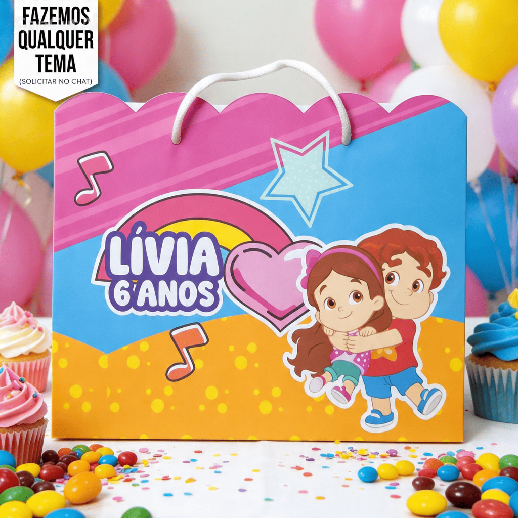 Sacolinha (G) Personalizada Lembrancinha Maria Clara e JP.