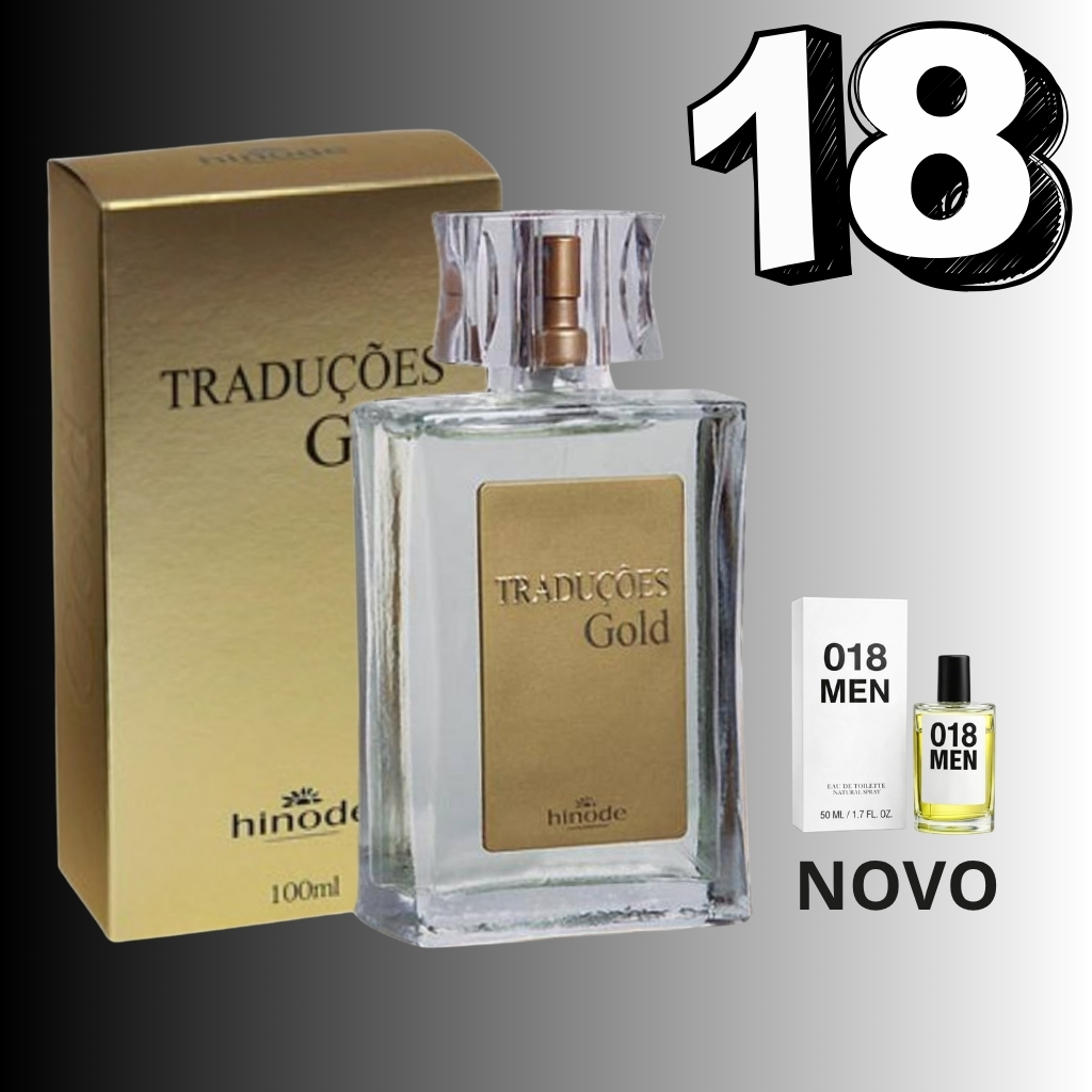 Perfume Masculino Traduções Gold Nº18 Hinode 100ml/50ml - Woody Floral verde - Aroma Intenso - Nova Embalagem