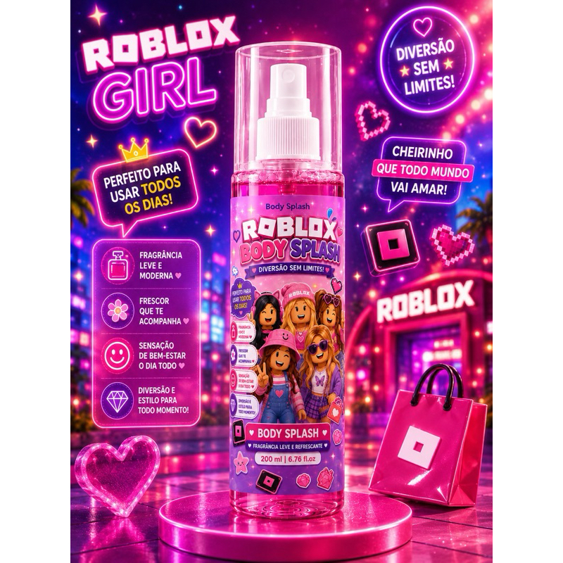 Body Splash Roblox Menina 200ml | Perfume Infantil Feminino | Colônia Infantil | Cheirinho Suave | Presente