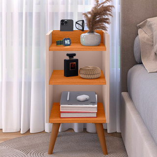 Mesa de Cabeceira Max com Nichos e Porta Celular - Criado-Mudo Retrô em MDP para Quarto