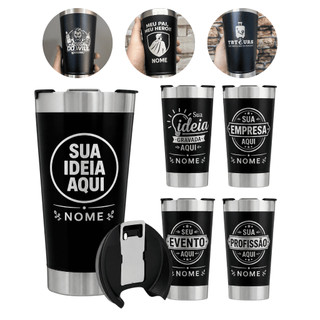 kit 6 copos térmicos personalizados tampa abridor de garrafa copo térmico de time copo térmico inox persona