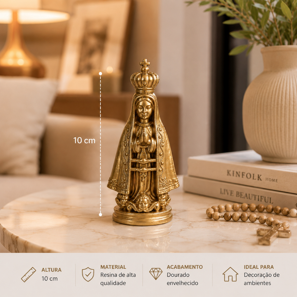 Nossa Senhora Aparecida Decorativa | Escultura Religiosa | Tamanhos 10cm  Estátua Decorativa