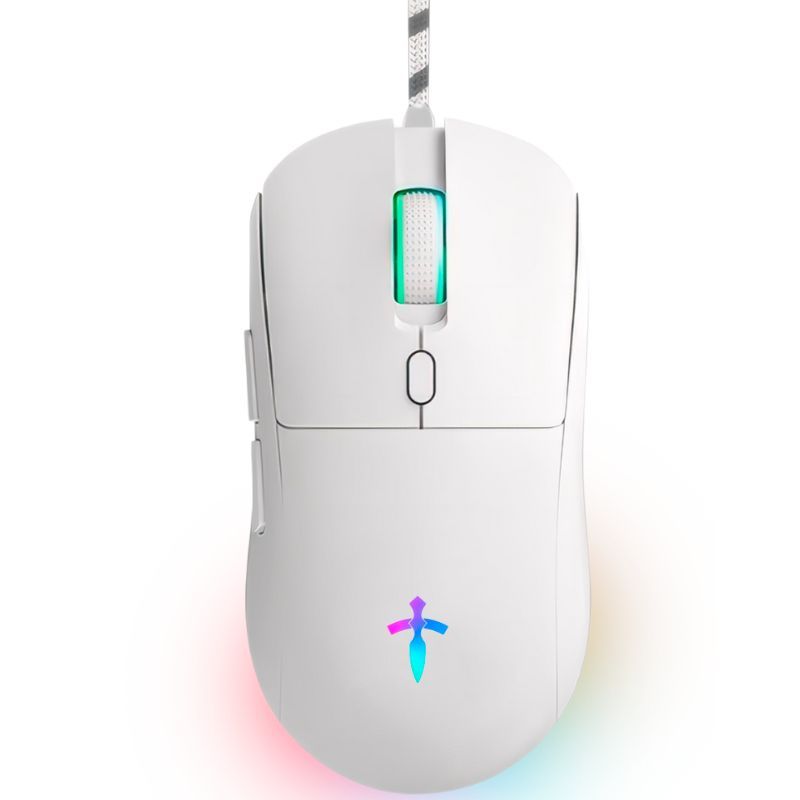 Mouse Gamer Jogo Ergonômico 7200 dpi Óptico Com Fio Led Rgb Usb Pc Computador Branco Preto Titorion