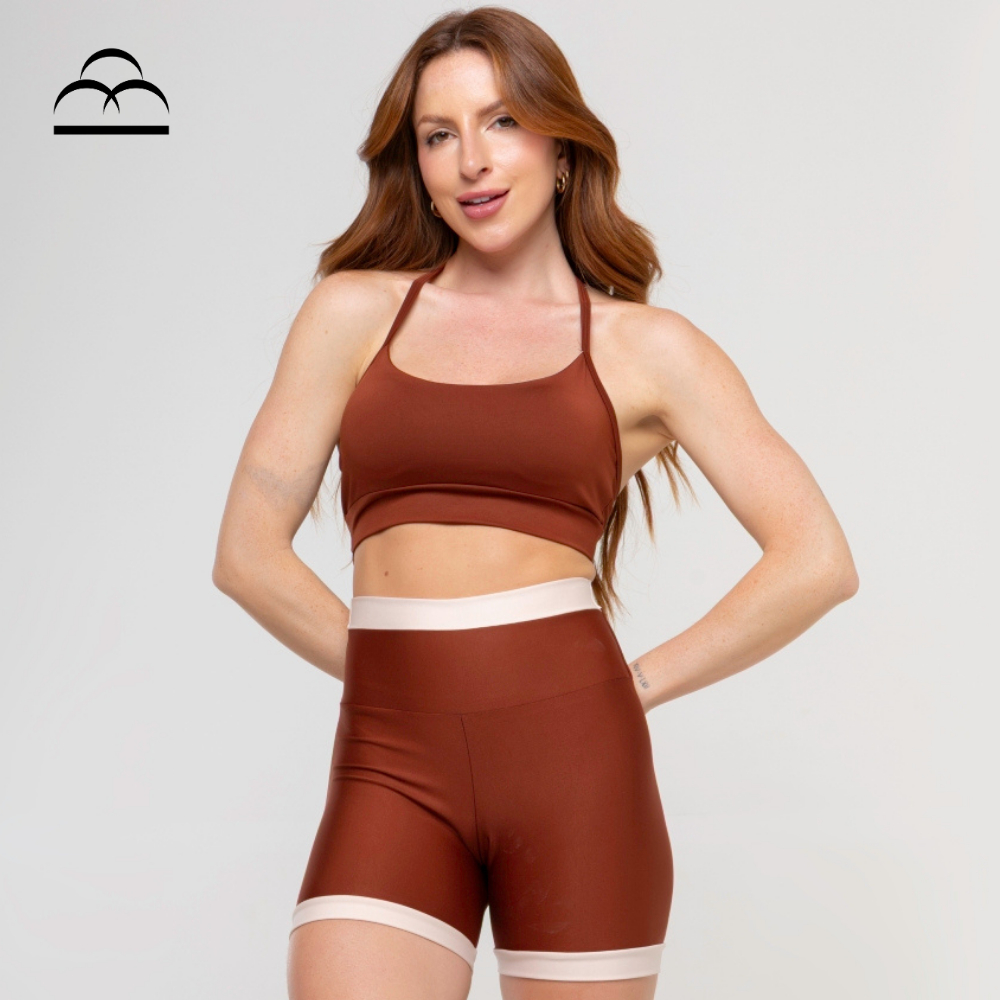 Conjunto Fitness Bicolor Zero Transparência Poliamida Top e Short