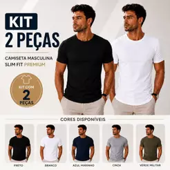 Kit 2 Camisetas Masculinas Modal Premium Slim Fit Casual