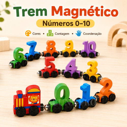 Novidade Trenzinho Numérico Magnético Colorido Madeira 0-10 Jogo Infantil Sequência Lógica Presente Educativo