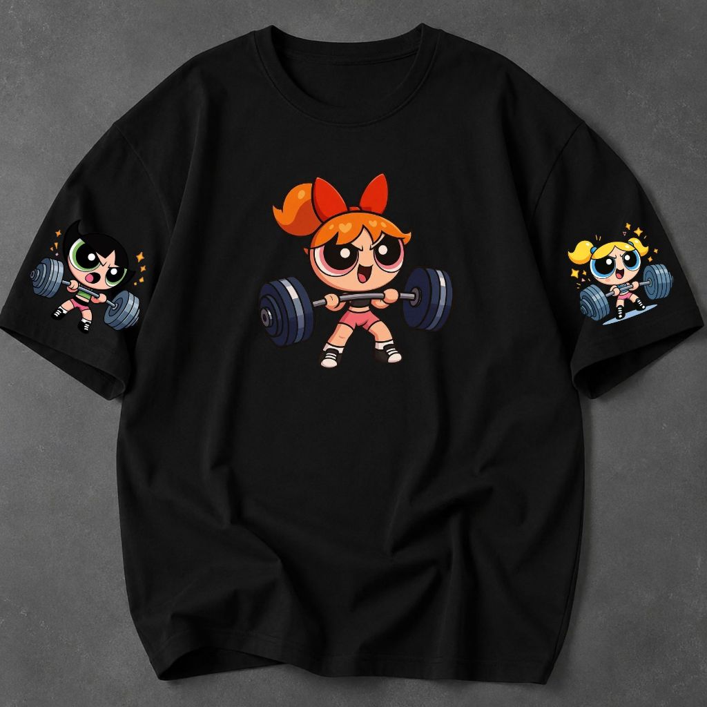 Oversized Camisa Camiseta Feminina Meninas Super Poderosas Blusa Academia Fitness 100% Algodão