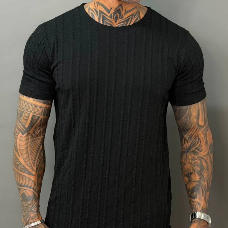 Camiseta Masculina Jacquard Texturizada Premium – Design Sofisticado, Caimento Impecável
