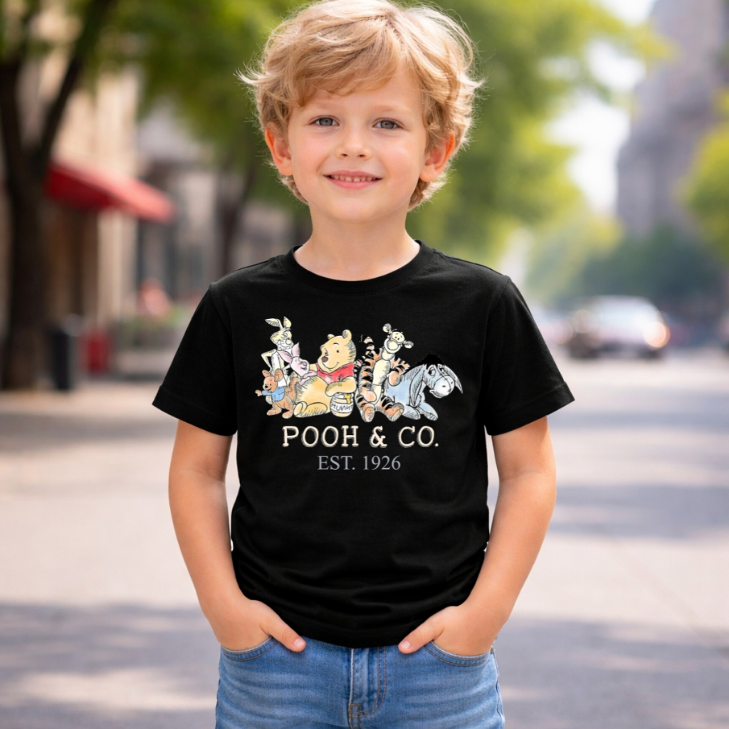 Camiseta Infantil Algodão Ursinho Pooh & Co Camisa Algodão Confortavel Presente Kids