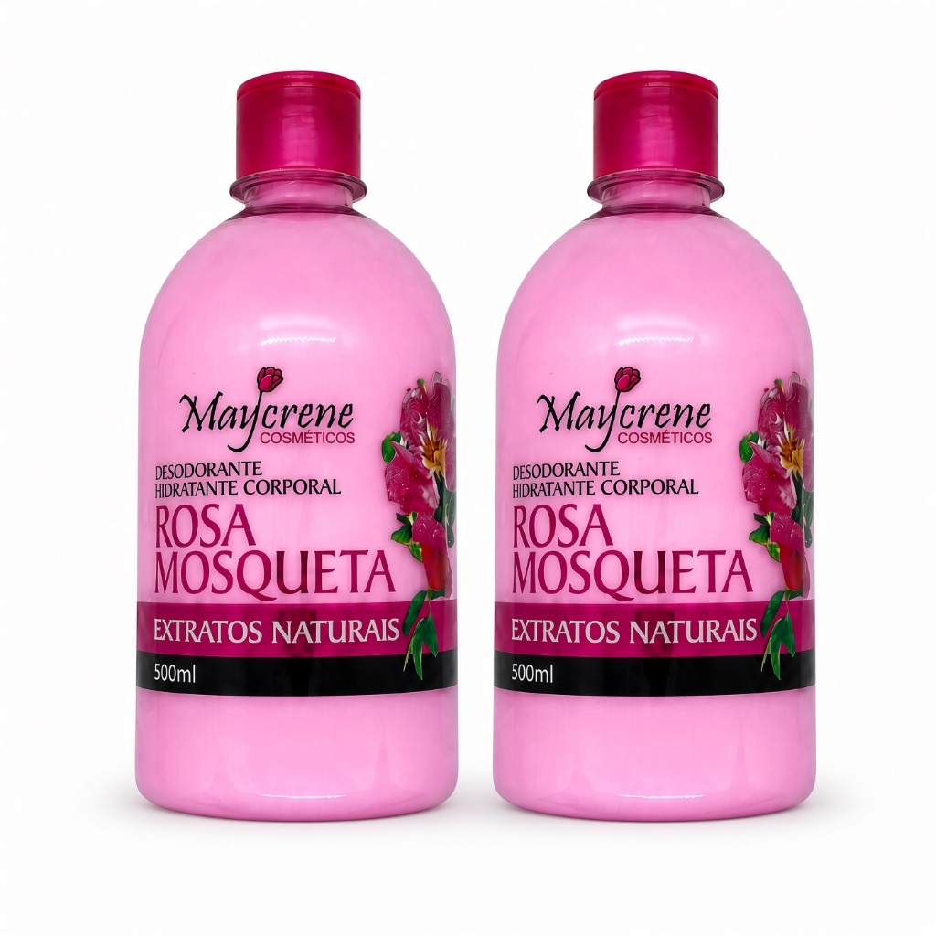 Kit 2 Desodorante Rosa Mosqueta Maycrene Hidratante Corporal Cheiroso Loção Dia a Dia