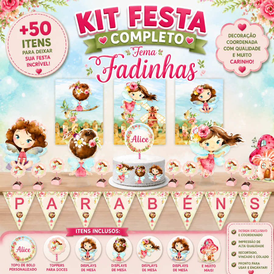 KIT FESTA FADA FADINHA ENCATADA PERSONALIZADO SÓ UM BOLINHO MÊSVERSÁRIO ANIVERSÁRIO| LEMBRANCINHA|PEGUE MONTE