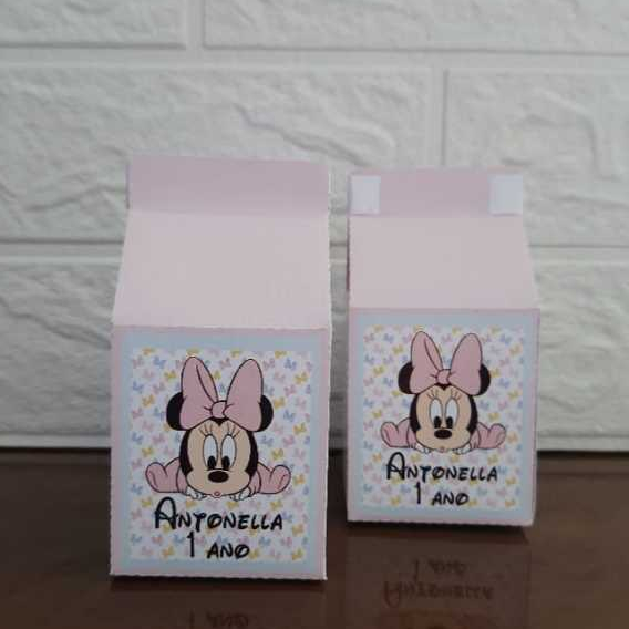 Kit Caixinhas Milk Personalizadas Minnie Baby | Lembrancinha Festa Infantil | Aniversário