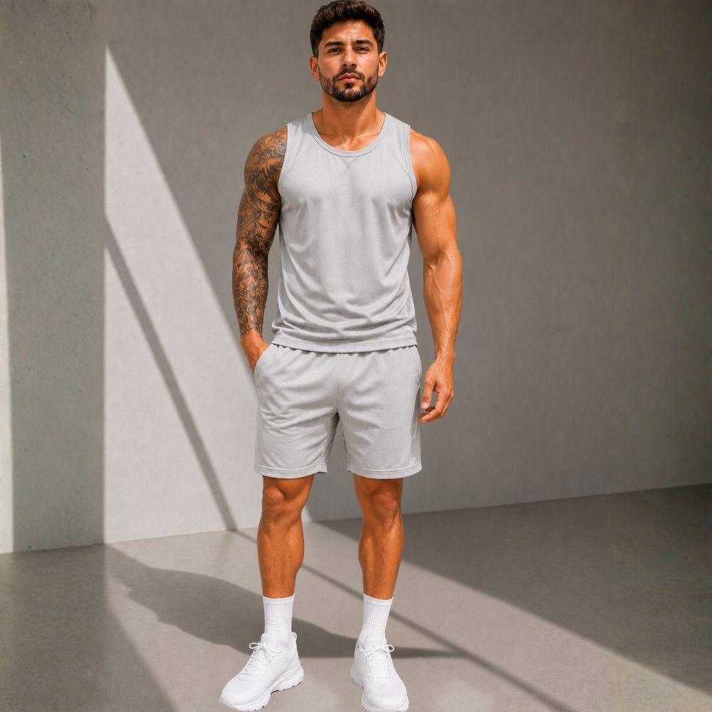 Conjunto Masculino Dry Fit Regata + Short Esportivo Academia Treino Fitness