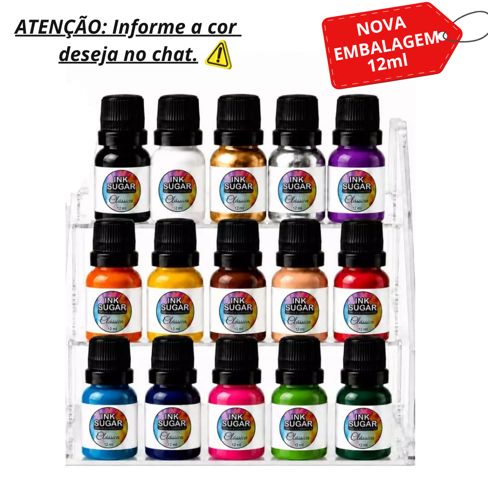 Tinta Alimentícia Ink Sugar 4ml; 12ml - Escolha de 2 a 3 unidades