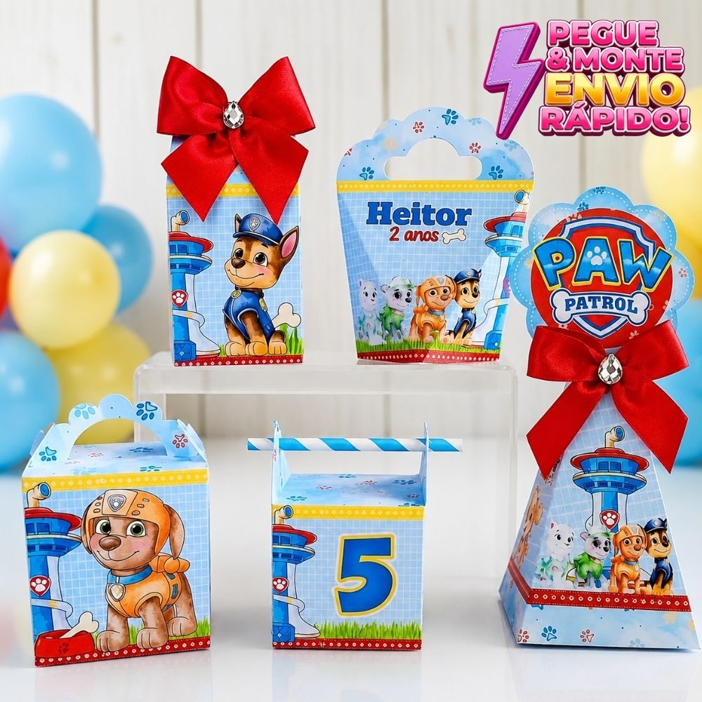 Kit Caixas  Patrulha Canina  - Lembrancinha Festa Infantil - Aniversário - Kit Festa