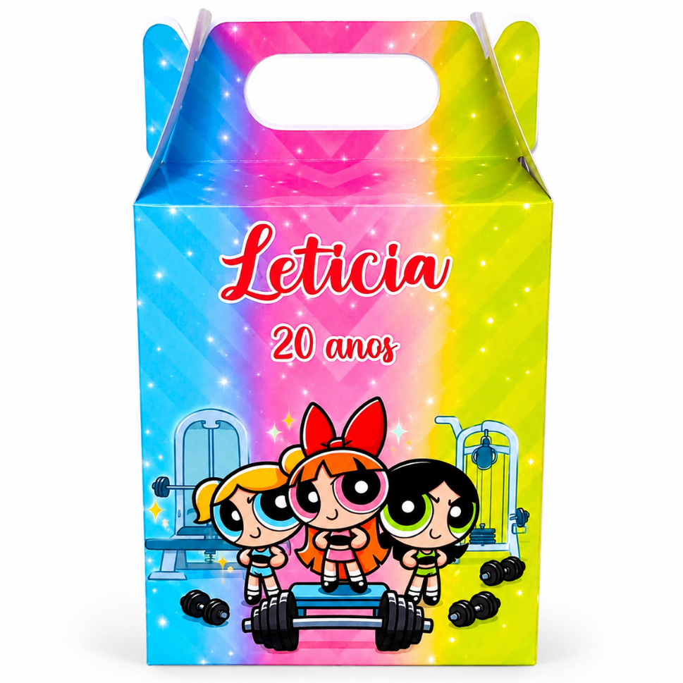 Caixa Maleta / Maletinha As Meninas Super Poderosas Academia Lembrancinha Festa Personalizada Decoração Aniversario