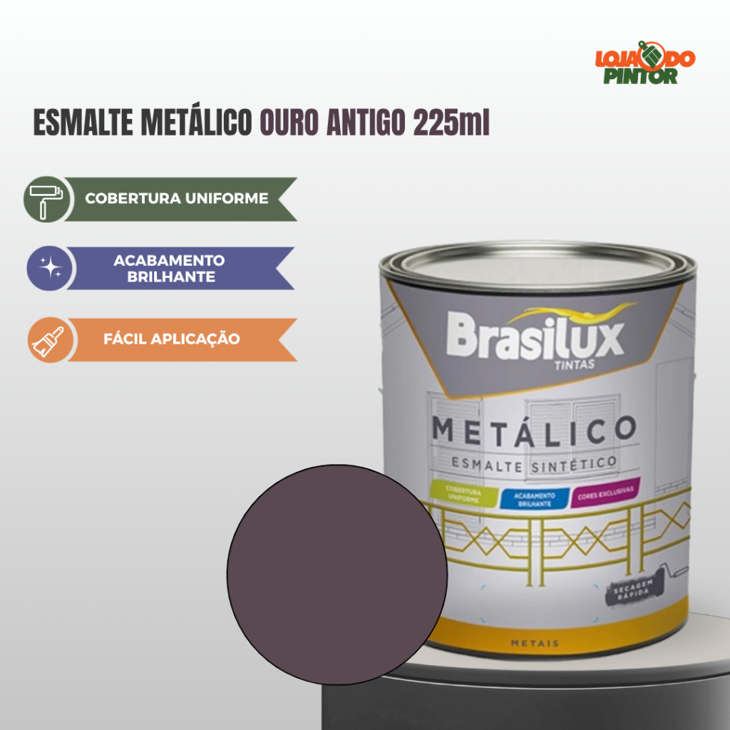 Tinta Esmalte Metálico Ouro Antigo Fd 74 225ml Para Metais Secagem Rápida