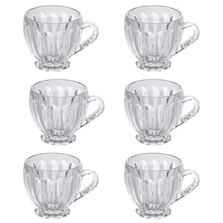 Xícaras Vidro Itália Clear Jogo 12 Peças Transparentes  Chá Café 200ml Cristal Luxuoso Delicado