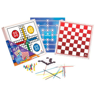 Jogos Clássicos 4x1 - Jogo de tabuleiro - Jogo infantil - Jogo de estratégia - Brinquedo educativo - Xalingo