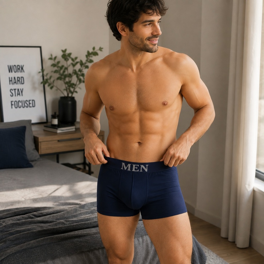Cueca Boxer Masculina Microfibra Confortável Elástica Respirável Macia para Uso Diário Adulto Premium