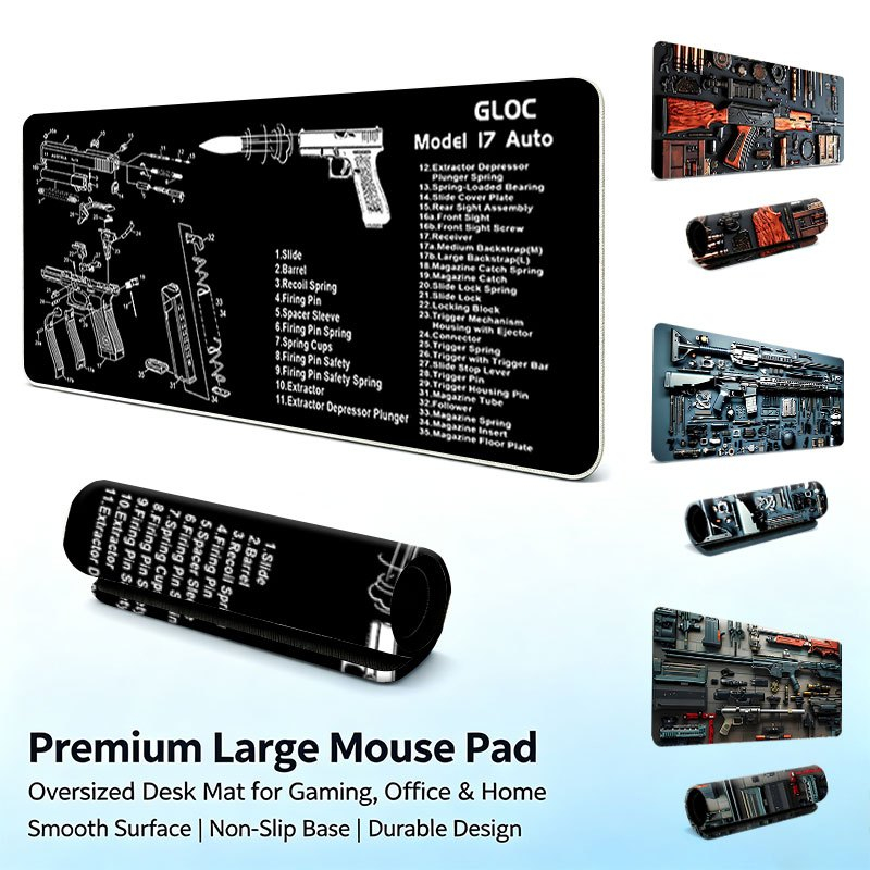 Mouse Pad Gamer Extra Grande Esquema Arma Tática Militar Tapete Mesa Antiderrapante Bordas Costuradas Jogos Escritório