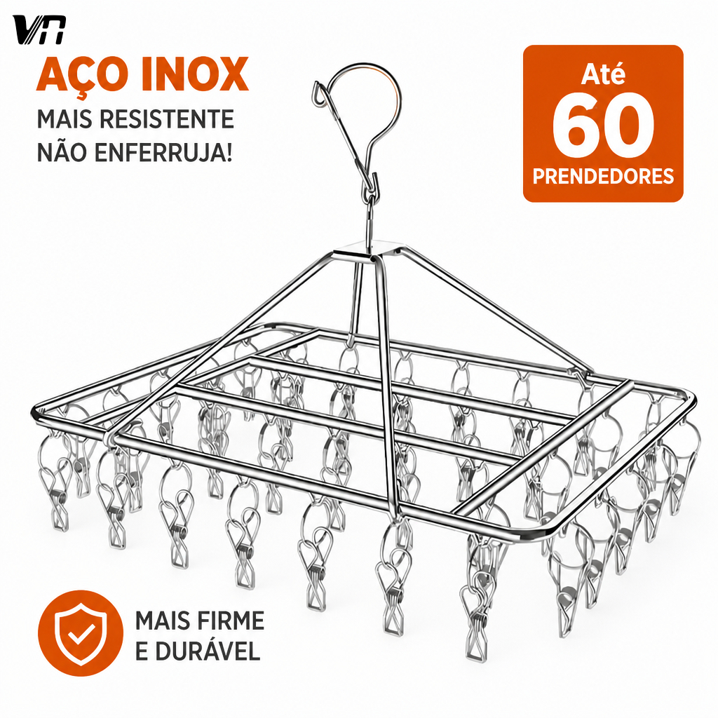 Varal de Prendedores Inox 8/10/20/40/60 Prendedores Roupa Calcinha Cueca Dobrável Inox