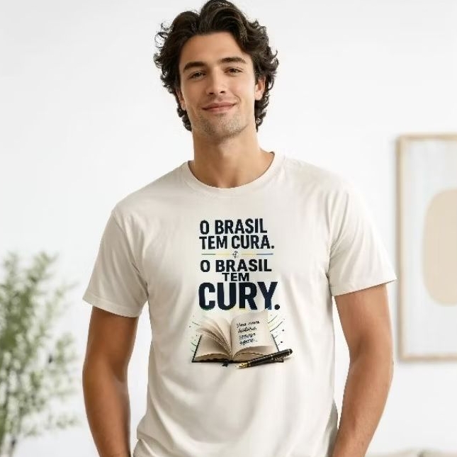 Camiseta Masculina Camisa Feminina Brasil Tem Cura O Brasil Tem Cury 100% Algodão Estampa Exclusiva Lançamento