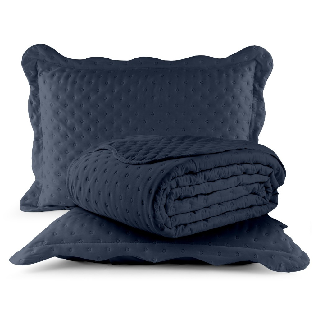 Kit Cobreleito Colcha Queen 240x260 Micropercal - 200 Fios Toque Macio Com 02 Porta Travesseiros Com Abas