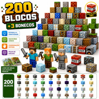 Kit Blocos Magnéticos de Montar e Bonecos Infantil Brinquedo Educativo