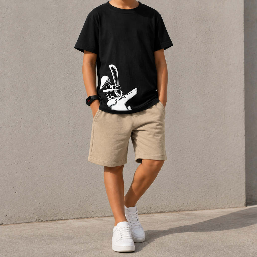 Kit Camiseta Masculina Infantil e Short Moletinho Várias Cores + Brinde