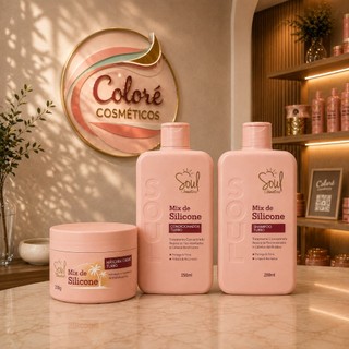 Kit Capilar Mix Silicone Soul Turbo 3 Itens  Shampoo Condicionador Máscara Capilar Brilho Tratamento