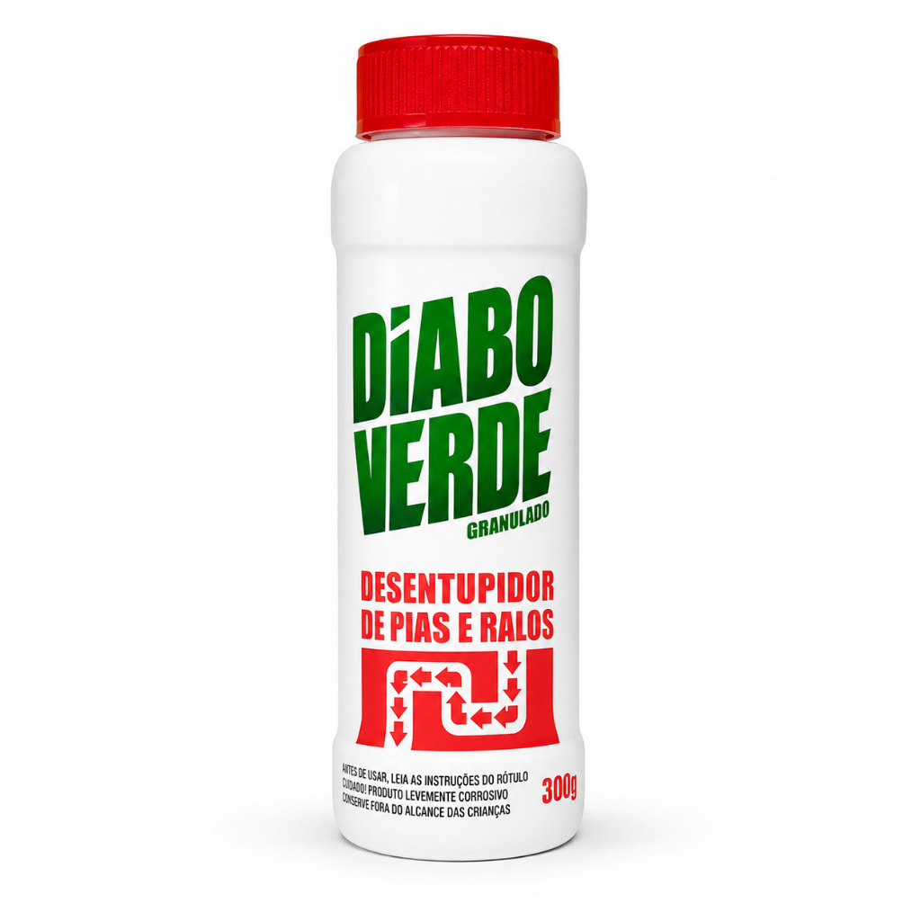 Diabo Verde Granulado 300g Desentupidor de Pia e Ralos Desentupidor Poderoso
