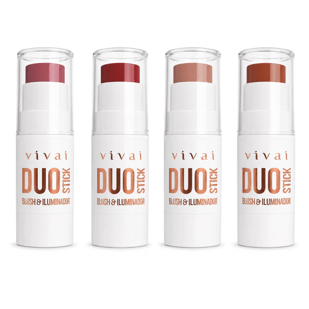 Blush Stick Glam Vivai Duo Stick Blush e Iluminador Multifuncional